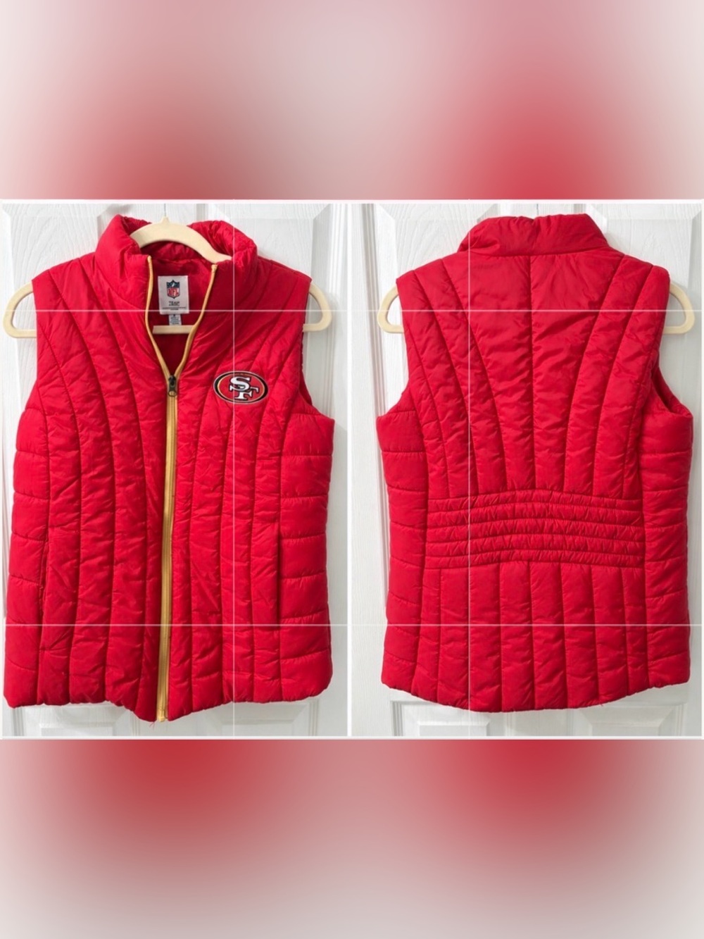 NFL Team Apparel San Francisco 49ers Women's Red Puffer Vest Size M